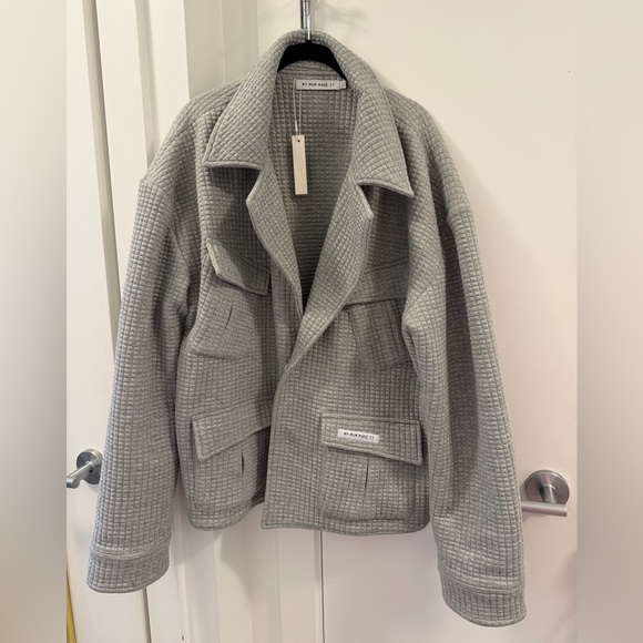 BNWT My Mum Made It Grey Quilted Jacket - Picture 2 of 9